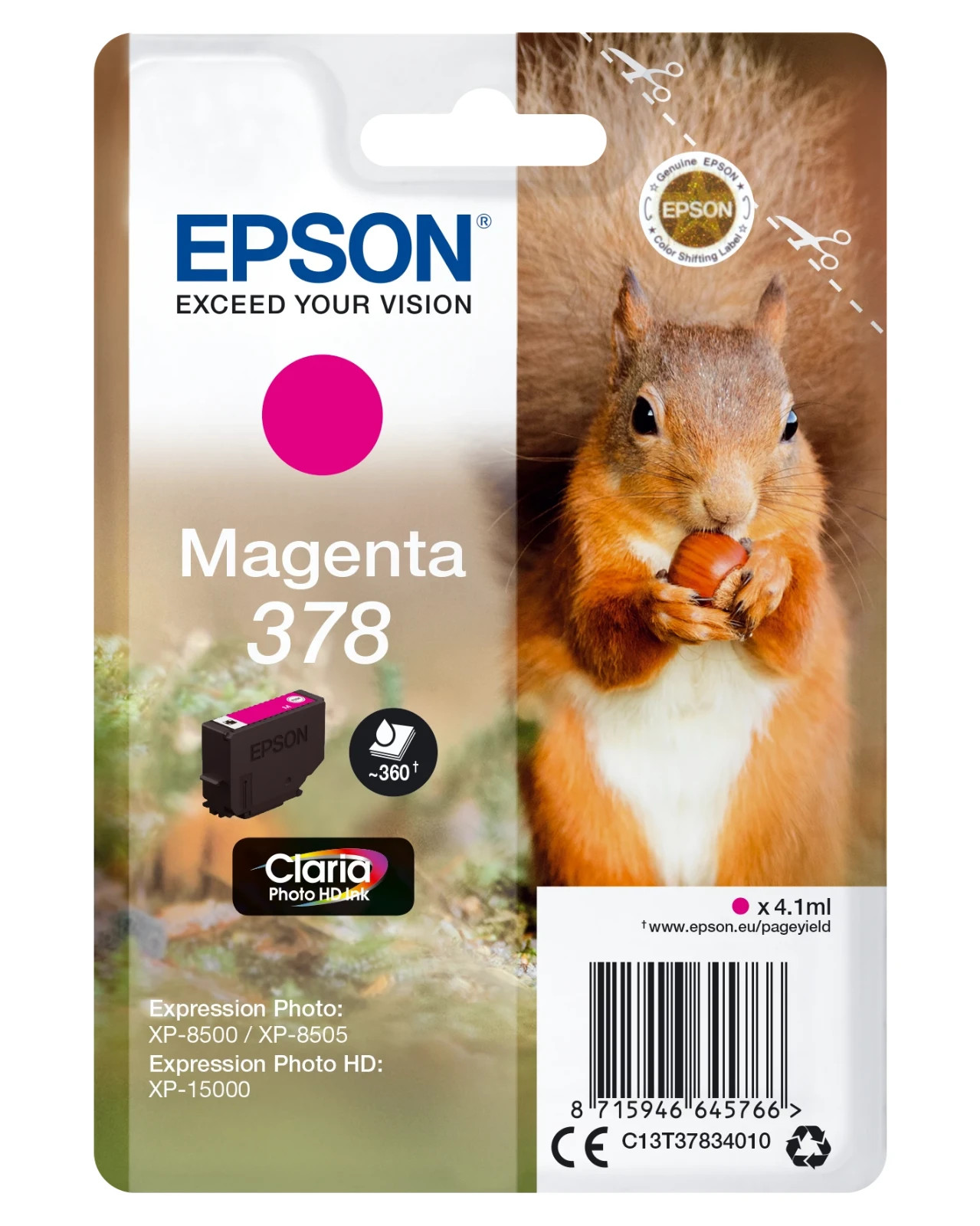Epson Magenta C13t37834010/378 Ink Cartridge 360 Pages 4.1Ml For Epso - Image 4