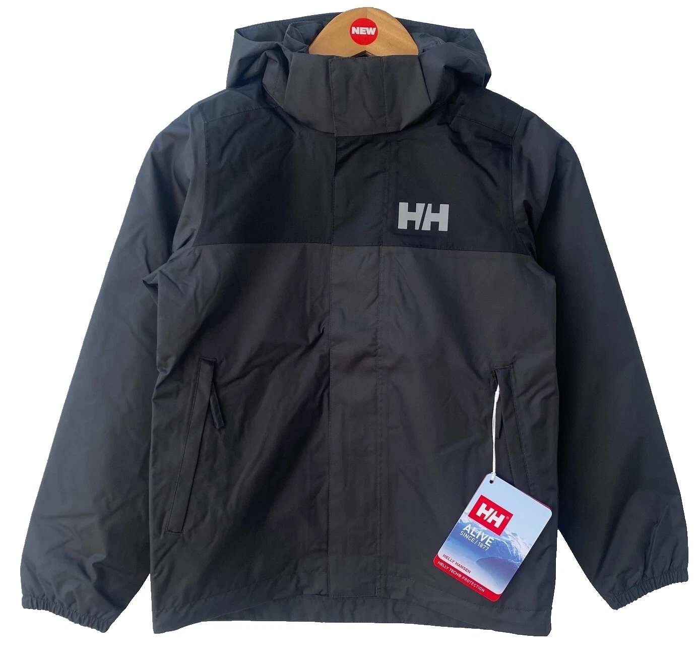 Helly Hansen Boy's EBONY Rain Jacket $95, Size: 8