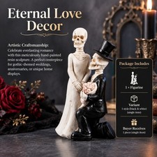 Romantic Skeleton Groom And Bride Statue Resin Figurine Halloween Home Decor