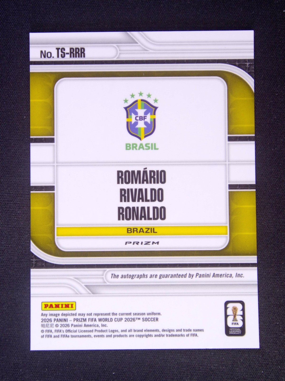2026 Panini Prizm FIFA World Cup Rivaldo/Romario/Ronaldo Trio Auto Celestial view 2