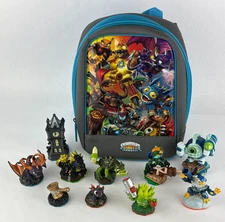Skylanders Carry Case Backpack Travel Bag & 10 Figure Lot