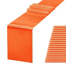 20 Pack Orange Satin Table Runners, 12x108 Inch, Silk, Party, Wedding, Decor