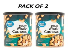 Great Value Deluxe Whole Cashews, Unsalted, 16 oz pack of 2