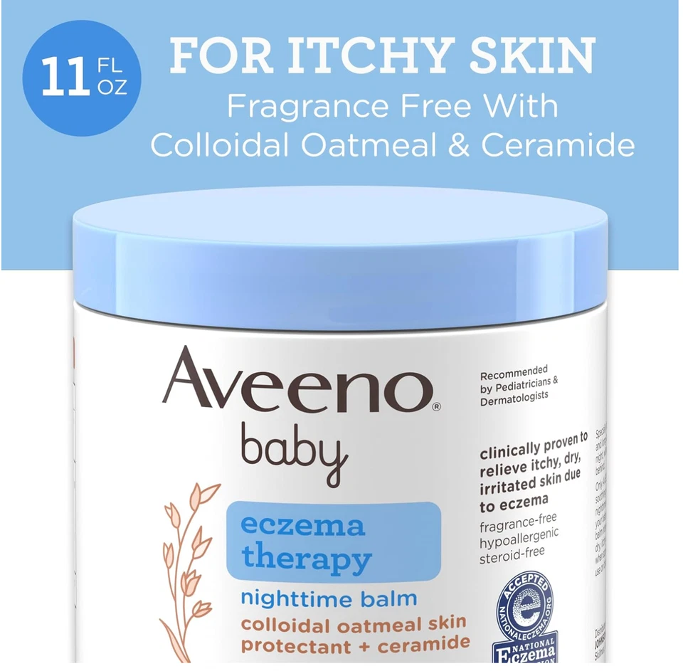Aveeno Baby Eczema Therapy Nighttime Balm with Oatmeal and Dimethicone 312g | UK - Image 2 of 4