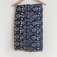 White Black Sarong Wrap Tribal Pattern Geometric Skirt Coverup Batik Art Print