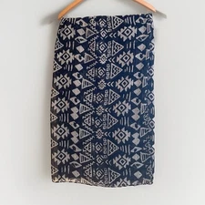 White & Black Sarong Wrap Tribal Pattern Geometric Skirt Coverup Batik Art Print