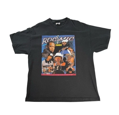 Roc The Mic Rap Tee XL Tour Jay Z 50 Cent Snoop 2000s vintage concert t-shirt, vintage, size XL, single stitch, B+ condition