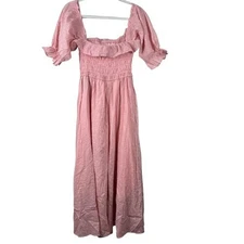 NEW R. Vivimos Smocked Midi Polka Dot Dress Sz Medium Cottagecore