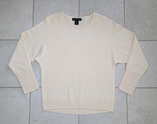 TAHARI Women's Medium 100 2-Ply Cashmere Sweater Pullover Nude Scoop Neck Ivory