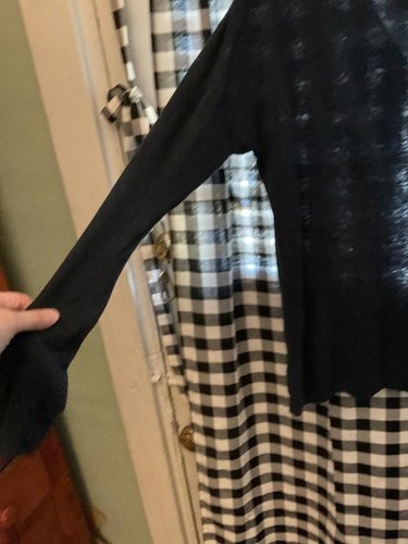 Theory Linen Blend Navy Sheer Long Sleeve Top - Perfect for Layering Small - Picture 5 of 10