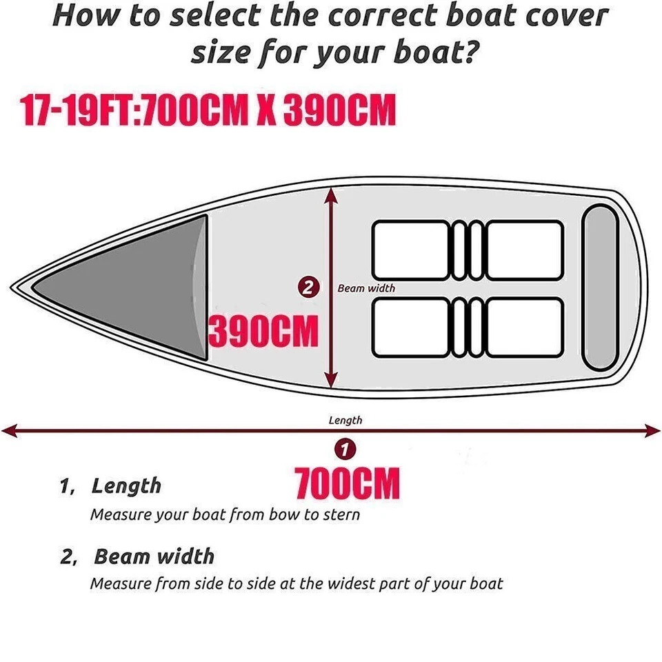 Heavy-Duty Marine Grade 17ft-19ft / 5.2m-5.8m Trailerable Jumbo Boat Cover AUS - image 2 of 4