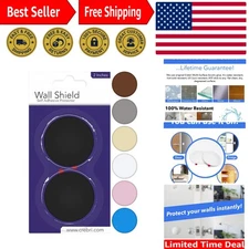 Silicone Wall Protectors - Self-Adhesive Door Bumper Pads, Black, 2-Pack