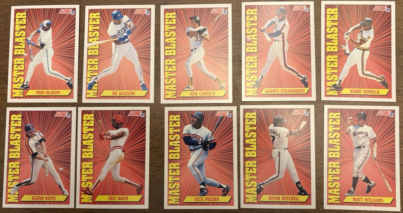 (10) CARD SET =  1991 SCORE “MASTER BLASTER” - BO JACKSON CANSECO STRAWBERRY ++