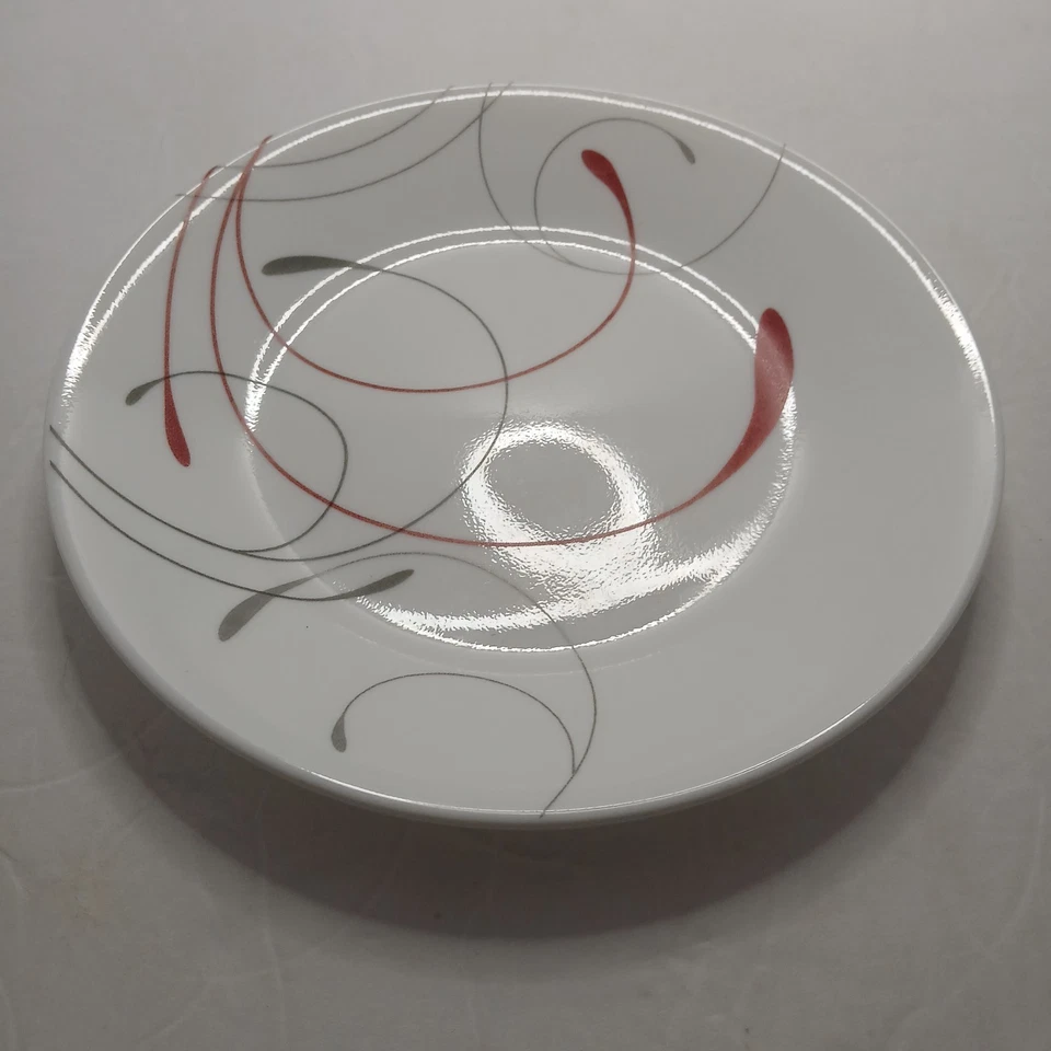 Two Piece Corelle Splendor Red And Grey Swirl Pattern.  - Image 4 of 4