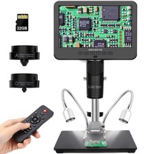 AD246S-M 3 Lens 2160P HDMI Digital Microscope 2000x Adults 7 Inch LCD Soldering