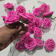 Hot Pink Decorative Artificial Roses Pack of 24 with Stems