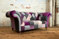 Chesterfield 2 Sitzer Sofa Textil Couch Polster Design Bunt Sofas Neu Zweisitzer