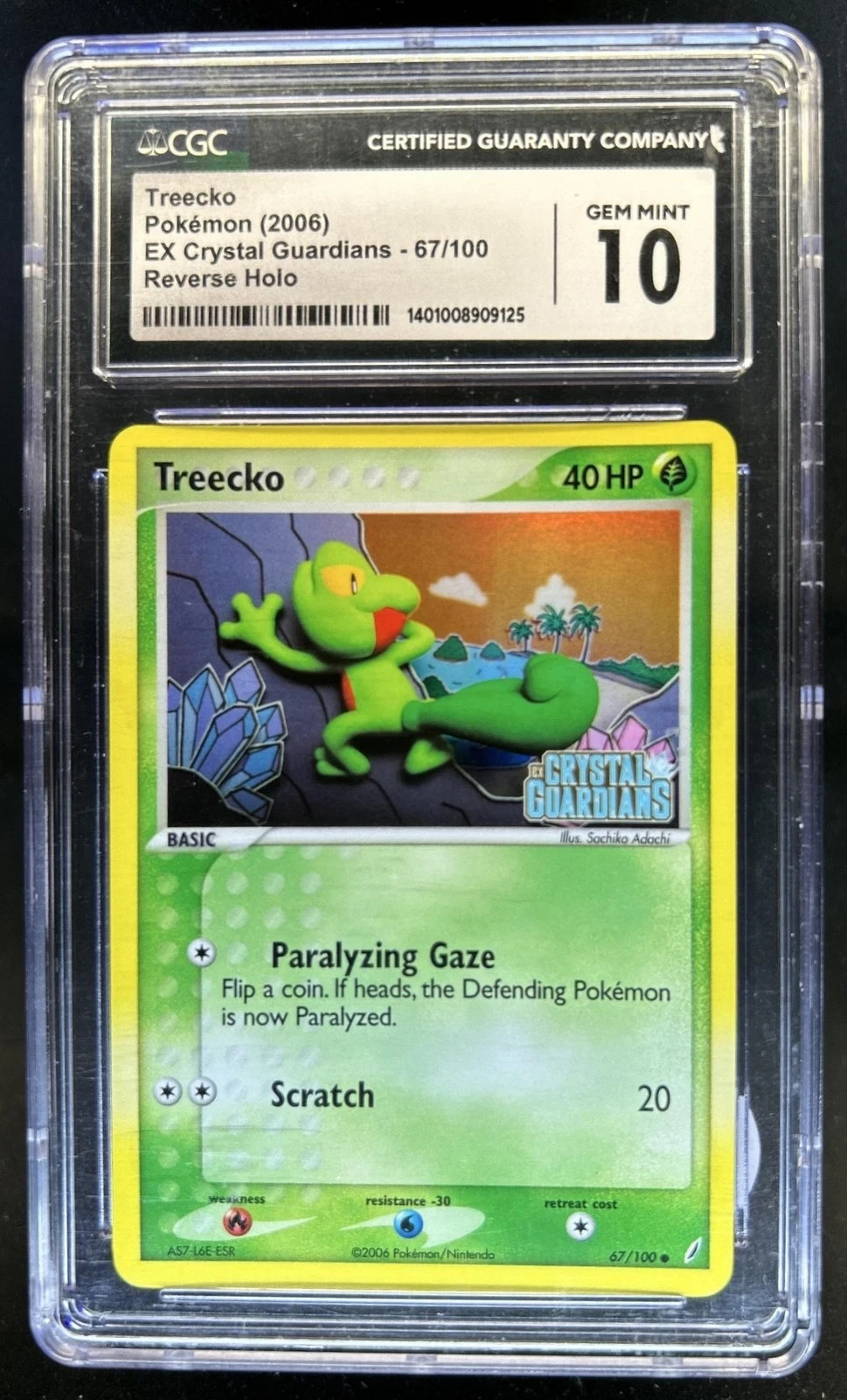 2006 Pokemon EX Crystal Guardians Treecko Reverse Holo #67/100 CGC 10