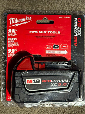 Milwaukee M18 REDLITHIUM XC 5.0 18V 5Ah Li-Ion Battery 48-11-1850