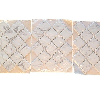 Satori Anatolia Recycled Glass Mosaic Arabesque Matte Tile Mercato Bianco