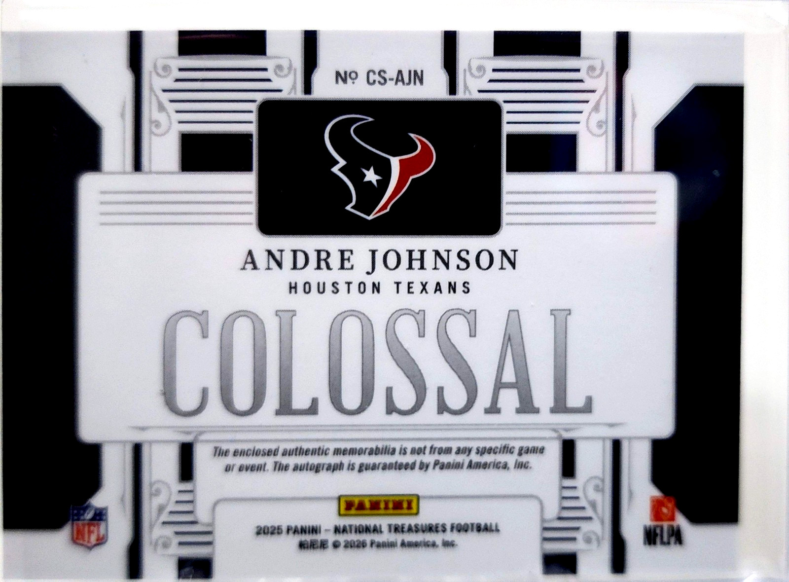 Andre Johnson Patch Auto /25 HOF Texans -2025 Panini National Treasures Colossal view 3