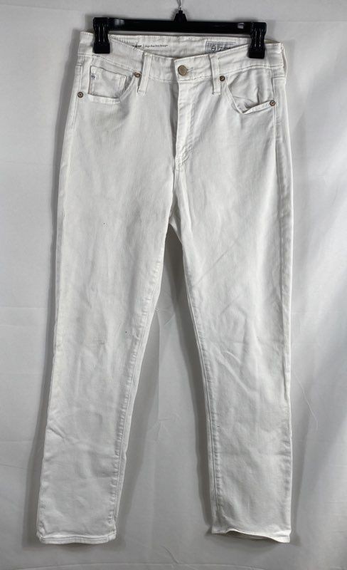AG Adriano Goldschmied Women's White Mari Crop High-Rise Slim Straight Jeans 27