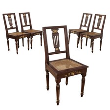 Chaises Néoclassiques Anciennes Noyer Italie du XVIIIe Siècle Originales