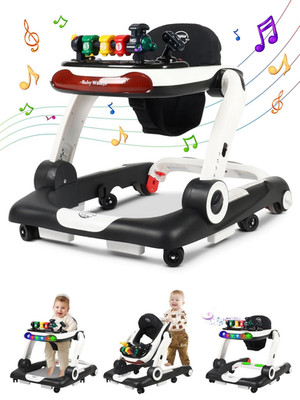 Music and Lights Baby Walker with Wheels, 6 in 1 Baby Activity Center W/Ergonomi