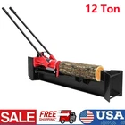 New Listing12 Ton Hydraulic Log Splitter Wood Cutter Manual Log Splitter w/ Built-in Wheel
