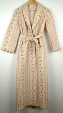 VTG Sears JR Bazaar Floral Pink Quilted Belted Long House Coat Robe Size 9