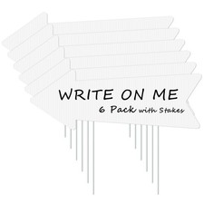 6 Pack 17x6 Inch Blank Arrow Signs with Stakes for Wedding Birthday Garage Sale