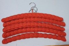 Vintage 60s-70s handmade crocheted covered wood hangers Red Set of 5