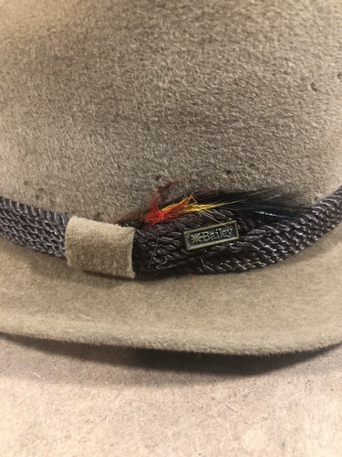 BAILEY GENUINE FEDORA FUR VELOUR HAT BROWN Size 7 1/4 Made In USA - Picture 6 of 19