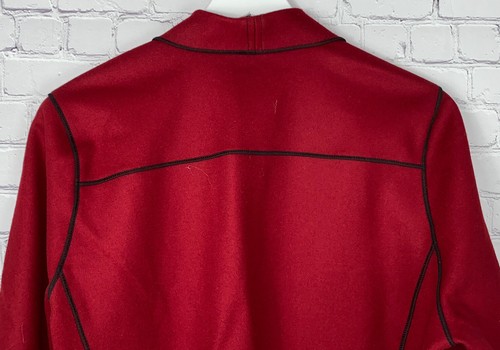 Vintage BEPPA Wearable Art Womens' Red 100% Wool Blazer Jacket Size Medium - Picture 9 of 9