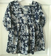 Vintage Mopsey Cottontail Toddler Girl's Navy Light Blue Floral Dress 2T
