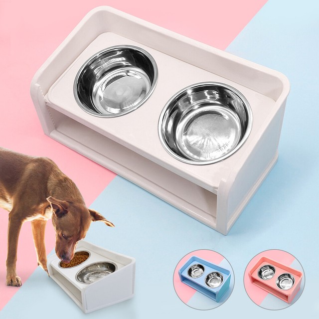 Raised Dog Bowls Elevated Double Bowl Feeding Station for Small Medium