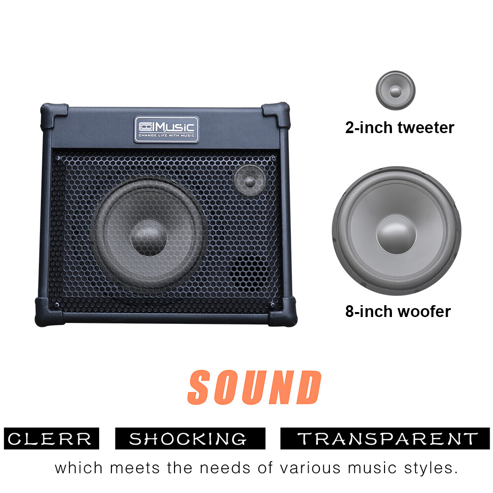 Acoustic Guitar Amplifier, 40 Watt Portable Rechargeable Amp for Guitar