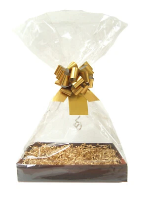 JAFFA IMPORTS Make Your Own Gift Basket DIY Hamper Kit - 30cm Tray, Shred, Bag, Gold Bow, Tag