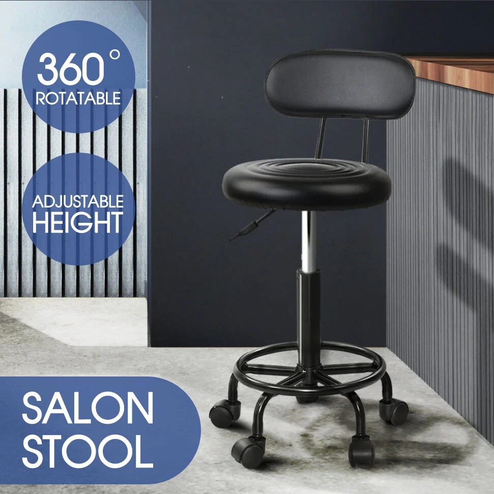 Salon Stool Swivel Chair Backrest Barber Hairdressing Hydraulic Lift PU AU - Picture 1 of 9
