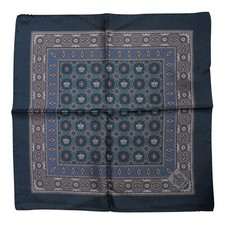 DOLCE & GABBANA Foulard Carré en Soie Imprimé Bleu Homme Foulard 32,5cm x32,5...