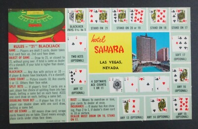 Blackjack Rules Hotel Sahara Las Vegas NV Unposted Chrome Postcard
