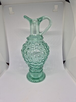 Vintage italienische aquablaue Glasflasche Vase Traube Design 7 Zoll Deko Retro