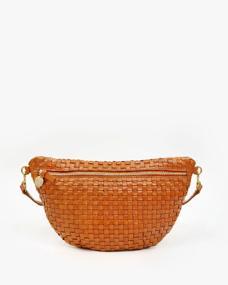 Clare V. Grande Fanny Handbag in Natural Woven Checker, New with Tags