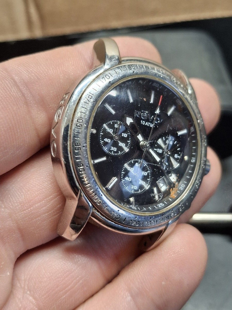 Revo Mens Chronograph Black Dial Quartz Watch | eBay