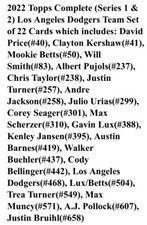 2022 Topps Complete (Series 1 & 2) Los Angeles Dodgers Team Set of 22 Cards
