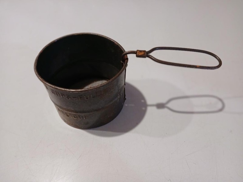 Unbranded Vintage All-Metal Two-Cup Hand Sifter, Primitive Design, Still Works
