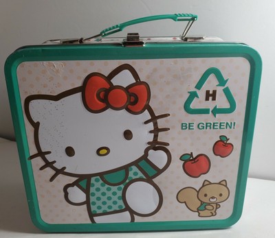 Sanrio 10 Rare Be Green Hello Kitty Rorry Squirrel Lunchbox Tin Metal Carrier Ebay