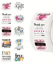 100 THANK YOU 1" ASSORTED STICKERS LABELS Handmade Free Gift Small Business