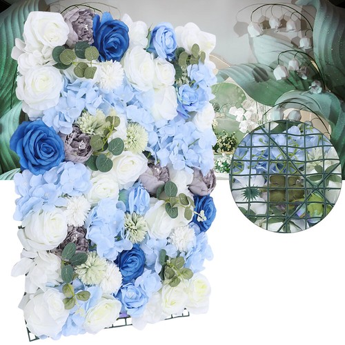 Paquete de 6 paneles de pared de flores artificiales panel floral fondo boda fiesta decoración - Imagen 17 de 18