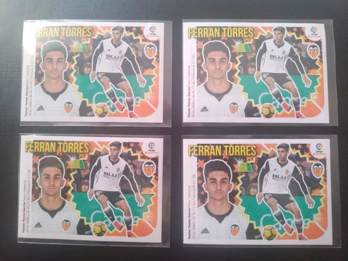 FERRAN TORRES 4X ROOKIE n.14 B Valencia 2018 19 La Liga Panini Sticker NEW RARE